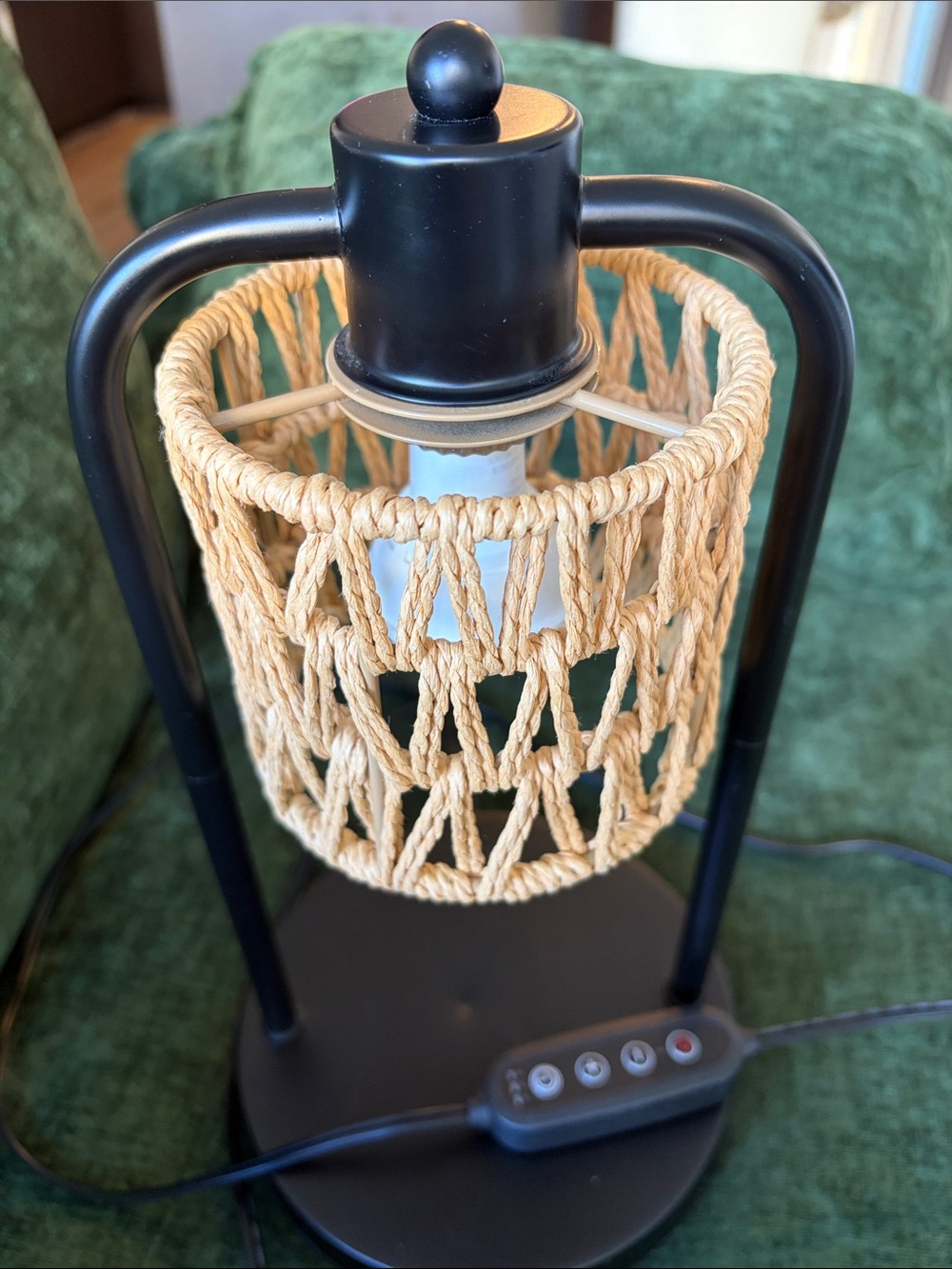 Woven Rope Table Lamp - Black and Natural